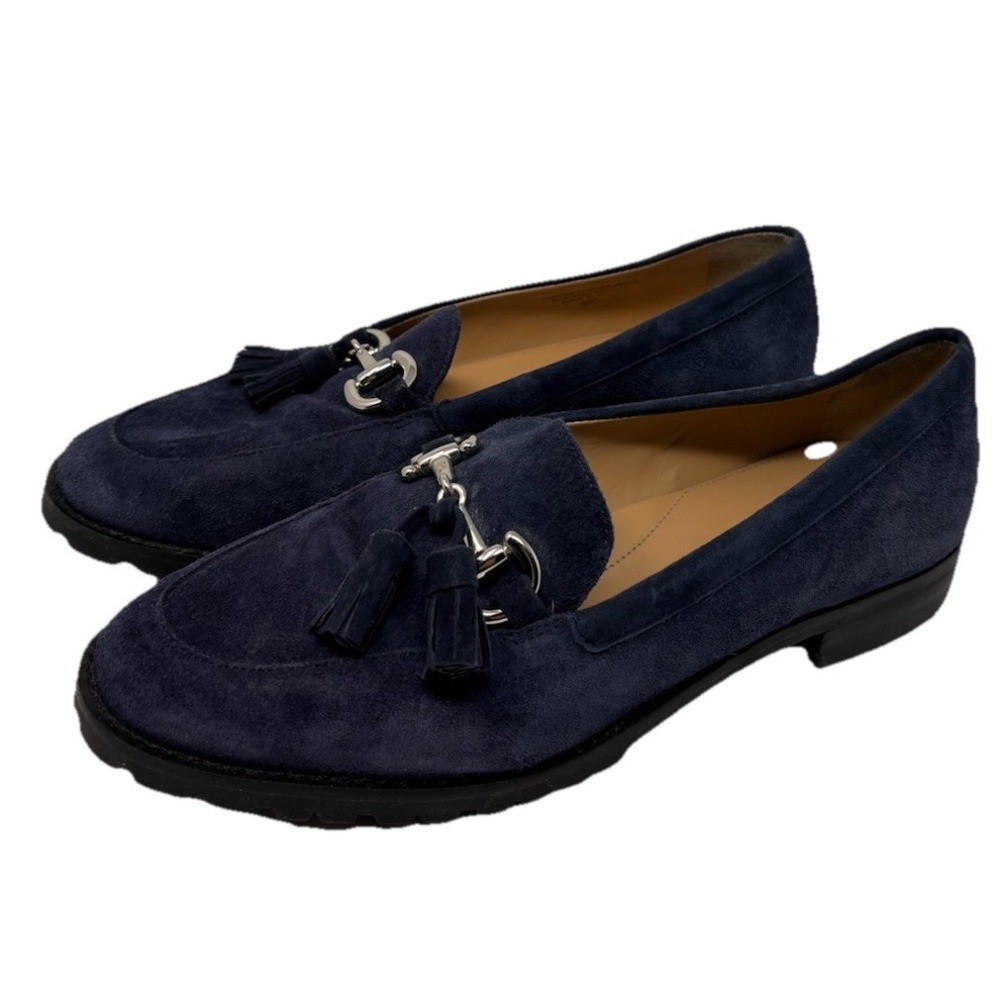 Talbots Cassidy Tassel Bit Loafer Suede Leather Slip On Flats Blue Size 9 M